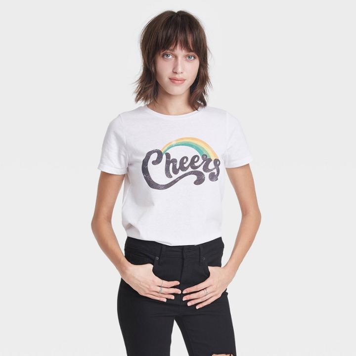 Grayson Threads Women's Cheers Value Short Sleeve Graphic T-shirt - White