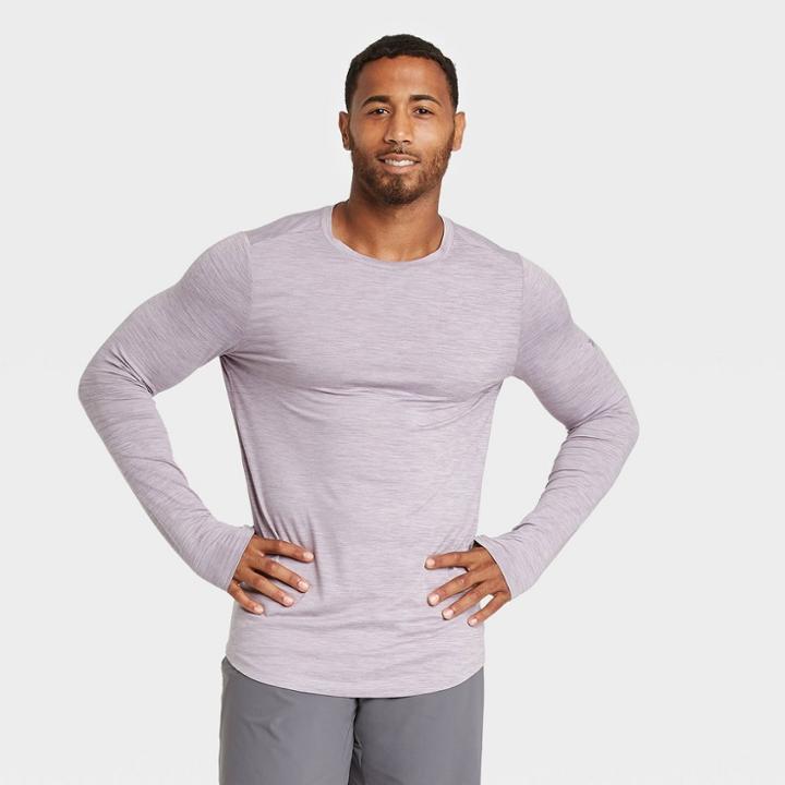Men's Soft Long Sleeve Gym T-shirt - All In Motion Dark Taupe