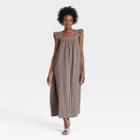 Women's Ruffle Short Sleeve A-line Dress - A New Day Brown