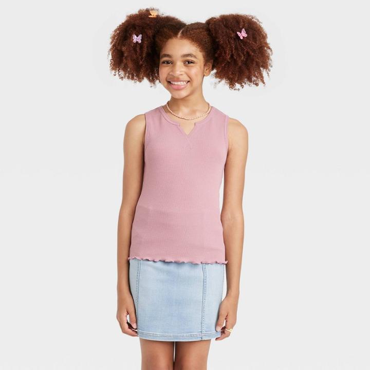Girls' Notch Neck Tank Top - Art Class Dusty Pink
