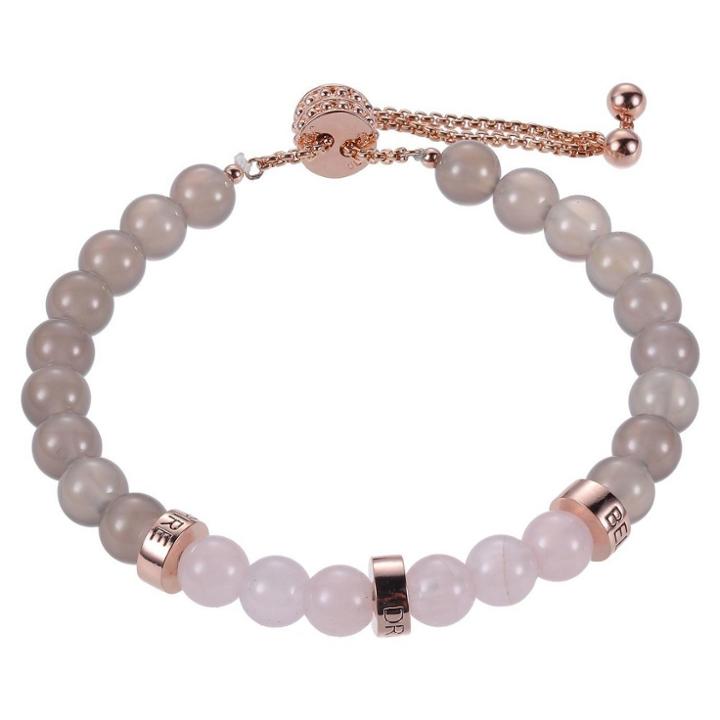 Target Rose Gold Over Silver Plated Bronze Genuine Agate And Rose Quartz Inspirational Beaded Bolo Bracelet