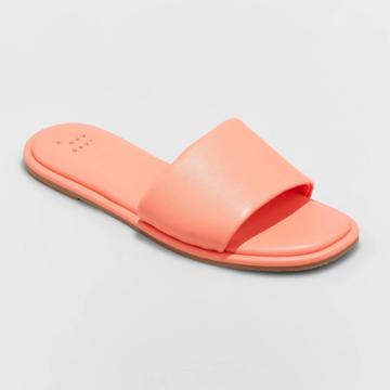 Women's Lulu Slide Sandals - A New Day Coral Orange