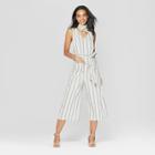 Women's Striped Sleeveless V-neck Jumpsuit - Universal Thread White/gray
