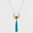 Beaded And Tassel Wrapped Pendant Necklace - A New Day Gold