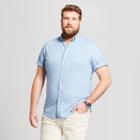 Men's Big & Tall Floral Print Standard Fit Short Sleeve Button-down Shirt - Goodfellow & Co Blue Prelude