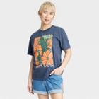 Women's Happy Earth Earth Day Wild Flower Short Sleeve Graphic T-shirt - Navy Blue