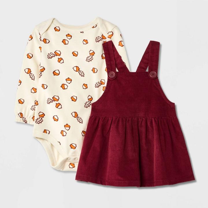 Baby Girls' Corduroy Skirtall Set - Cat & Jack Maroon Newborn, Red