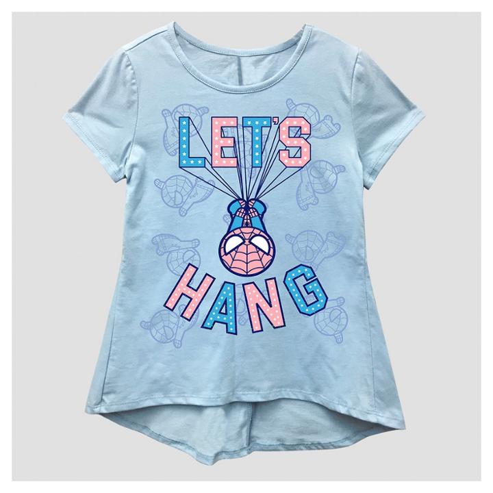 Girls' Marvel Spider-man Short Sleeve T-shirt - Blue