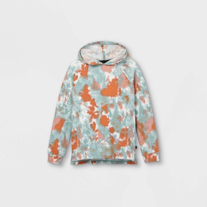 Boys' Tie-dye Hoodie Sweatshirt - Art Class Teal/orange