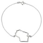 Prime Art & Jewel Sterling Silver Cutout Wisconsin State Bracelet, 7.5, Girl's, Silver/wisconsin