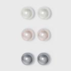 Sterling Silver Tri Color Pearl Earring Set 3pc - A New Day