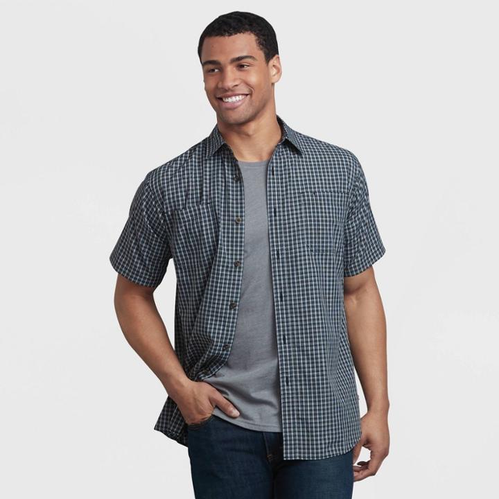 Dickies Men's Relaxed Fit Plaid Short Sleeve Button-down Shirt - Black