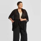 Women's Plus Size Weight Open Knit Ruana - A New Day Black One Size, Women's
