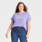 Women's Plus Size Short Sleeve Knit Graphic T-shirt - Ava & Viv Purple X