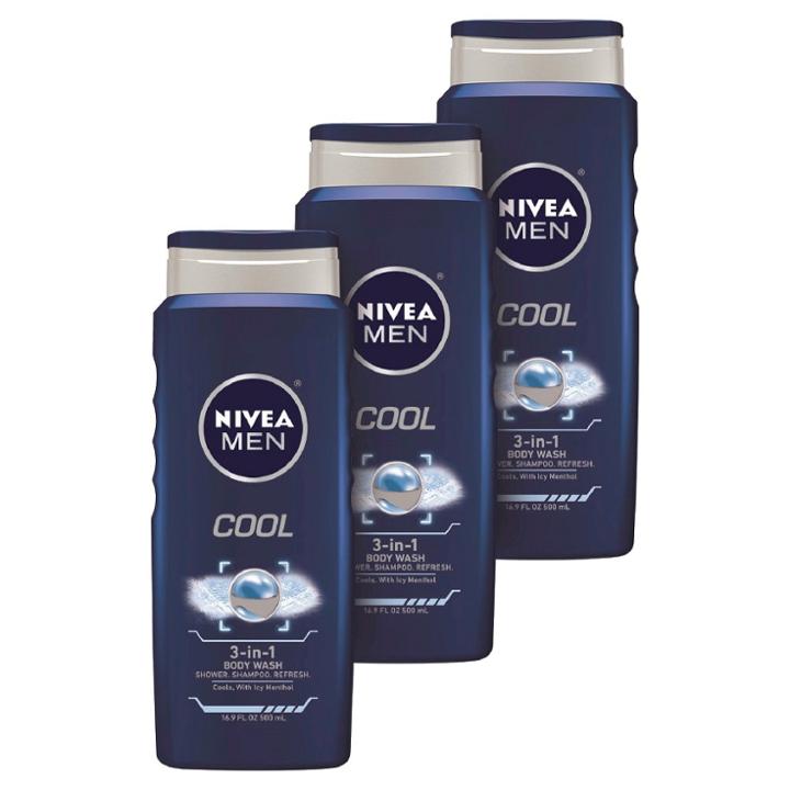 Nivea Men Cool 3-in-1 Body Wash - Pack Of