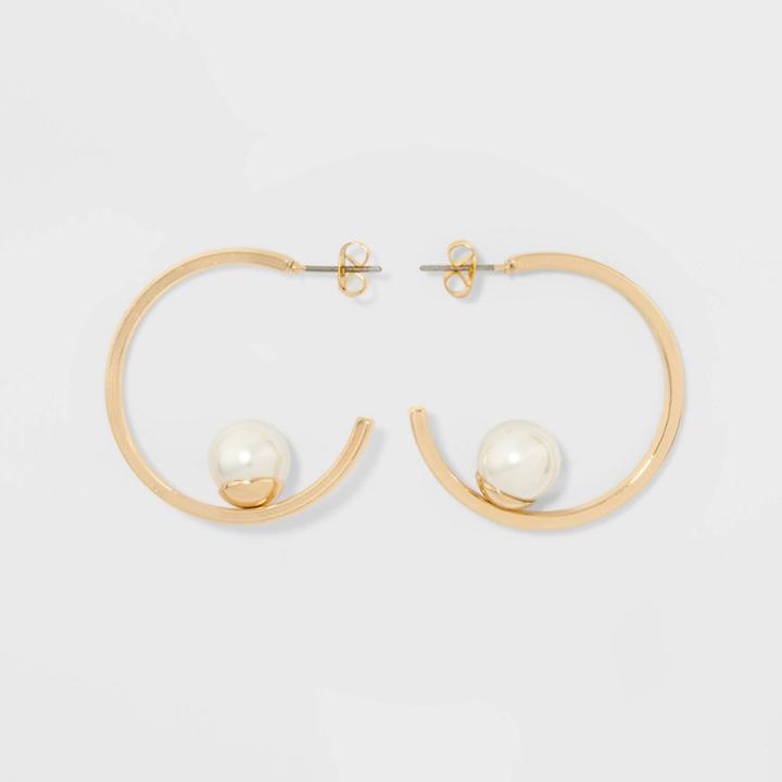Target Hoop Earrings - A New Day Pearl/gold