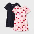 Toddler Girls' 2pk Adaptive Valentine's Day Short Sleeve Dress - Cat & Jack Light Pink/black
