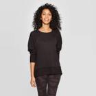 Women's Long Raglan Sleeve Scoop Neck Sweatshirt - Knox Rose Black