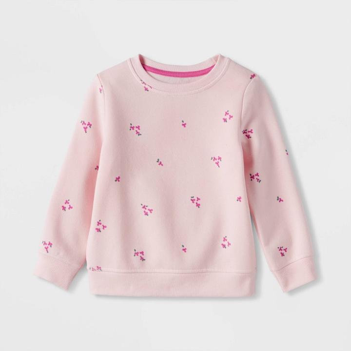 Toddler Girls' Fleece Pullover Sweatshirt - Cat & Jack Pink
