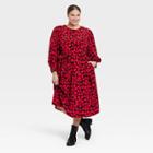 Women's Plus Size Long Sleeve Bold Button Dress - Who What Wear Black