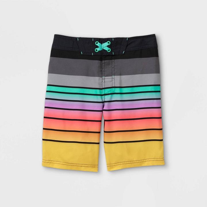 Boys' Ombre Striped Swim Trunks - Art Class Red