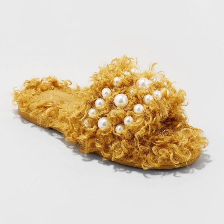 Girls' Adeline Slip-on Embellished Slide Slippers - Cat & Jack Gold