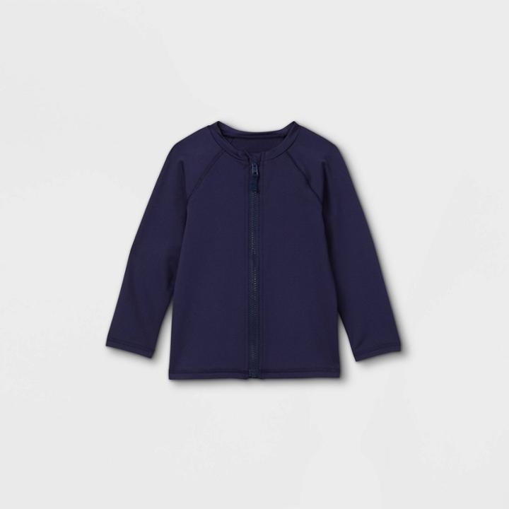 Toddler Boys' Zip-up Long Sleeve Rash Guard Swim Shirt - Cat & Jack Navy