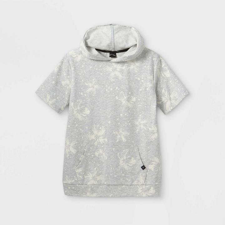 Boys' Hibiscus Flower Hoodie Sweatshirt - Art Class Light Heather Gray