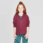 Girls' Long Sleeve Cardigan - Art Class Maroon (red)