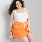 Women's Plus Size Knit Tennis Mini A-line Skirt - Wild Fable Orange Sporty