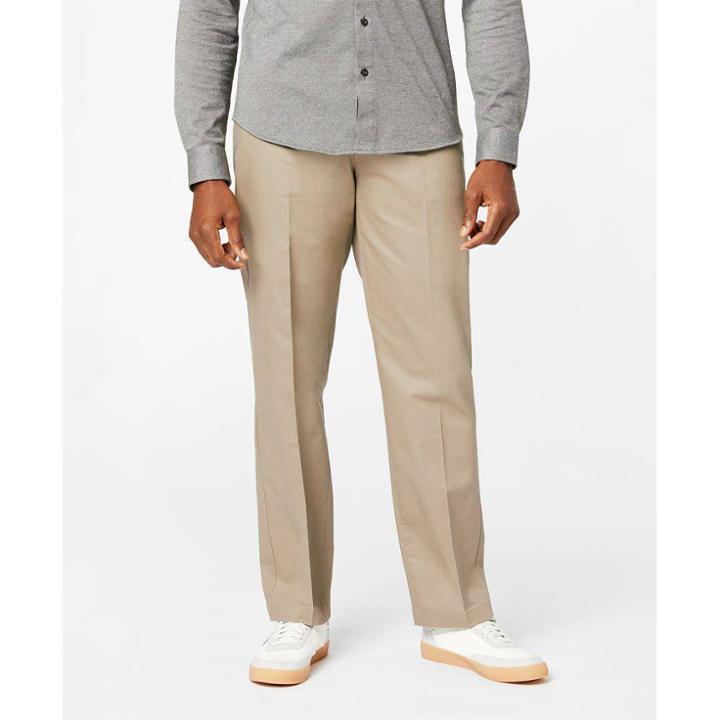 Dockers Men's Signature Stretch Creaseless Flat Front Classic Fit Straight Chino Pants - Khaki