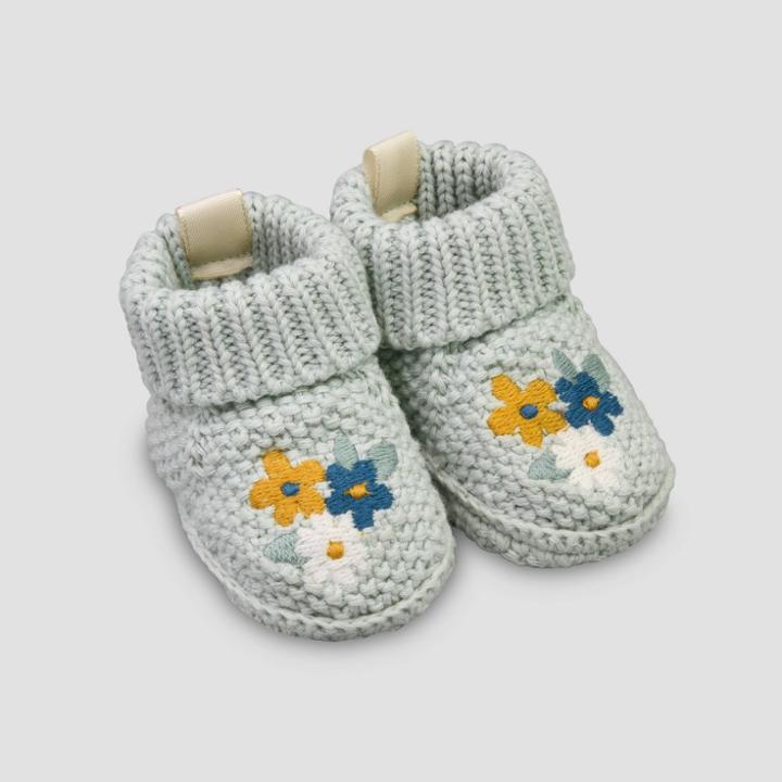 Baby Girls' Knit Flower Slippers - Just One You Made By Carter's Green