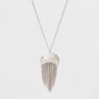 Hammered Metal Pendant With Chain Fringe Necklace - Universal Thread