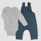Honest Baby Girls' 2pc Organic Cotton Top And Overalls Set - Gray