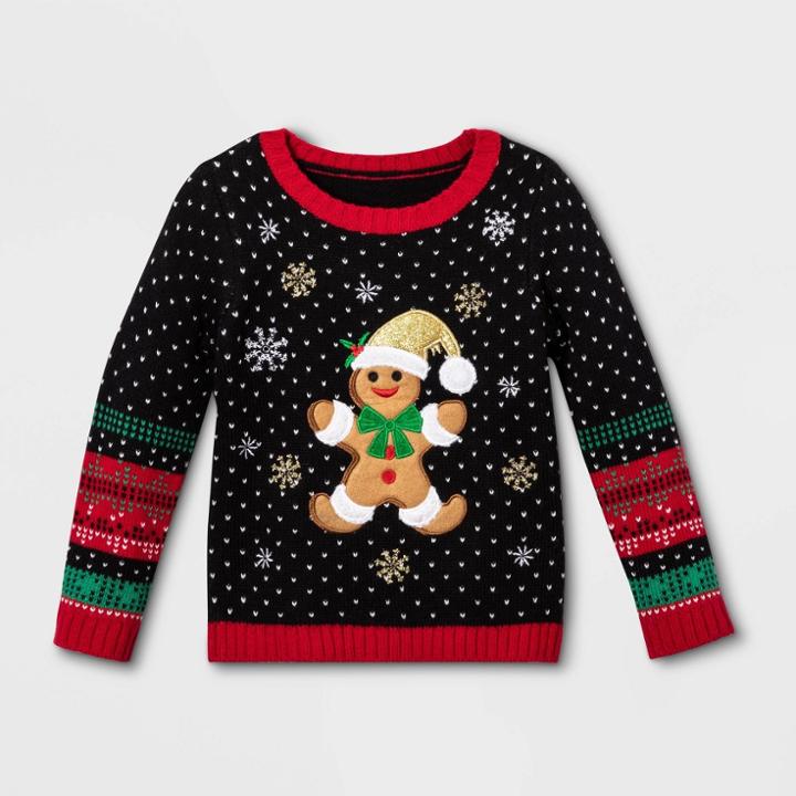Toddler Gingerbread Long Sleeve Sweater - 33 Degrees - Black 2t, Adult Unisex