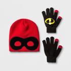 Disney Boys' The Incredibles Hat & Gloves Set - Red/black