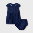 Baby Girls' Scallop Dress - Cat & Jack Navy Nb, Blue