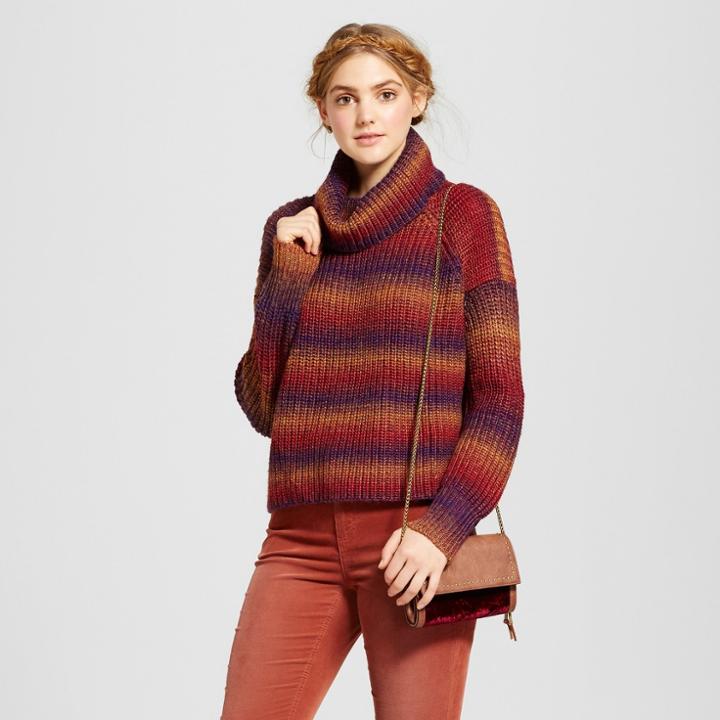 Mossimo Supply Co. Women's Spacedye Cropped Turtleneck Sweater - Mossimo Supply Co Red