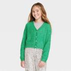 Girls' Eyelash Cardigan Sweater - Art Class Green
