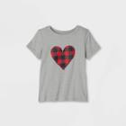 Toddler Adaptive 'buffalo Check Heart' Short Sleeve Graphic T-shirt - Cat & Jack Gray