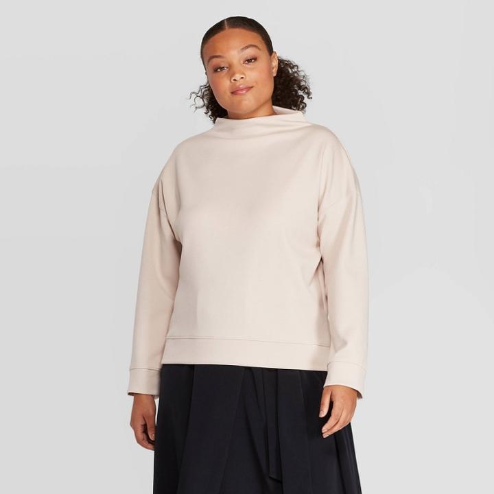 Women's Long Sleeve High Neck Sweatshirt - Prologue Cream 4x, Women's, Size:
