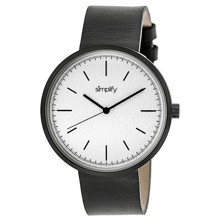Simplify The 3000 Men's Sand - Blasted Dial Leather Strap Watch - Charcoal, Charcoal Heather