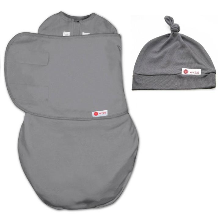 Embe Emb Starter Swaddle Wrap Original And Top Knot Hat Bundle -
