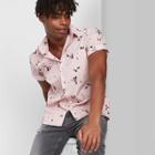 Men's Animal Print Short Sleeve Button-down Shirt - Original Use Pink