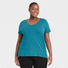 Women's Plus Size V-neck T-shirt - Ava & Viv Teal