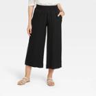 Women's High-rise Cropped Wide Leg Pull-on Pants - A New Day Black
