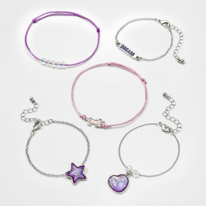 Girls' 5pk Unicorns & Stars Bracelet Set - Cat & Jack One Size,