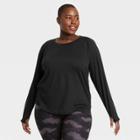 Women's Plus Size Essential Crewneck Long Sleeve T-shirt - All In Motion Black