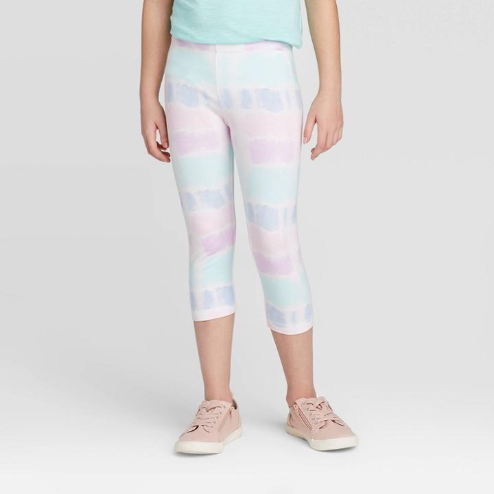 Girls' Tie-dye Capri Leggings - Cat & Jack White Xs, Girl's,