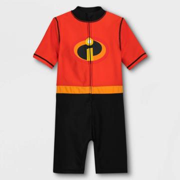 Boys' Disney The Incredibles Rash Guard - Red 3 - Disney Store, Boy's, Red Black